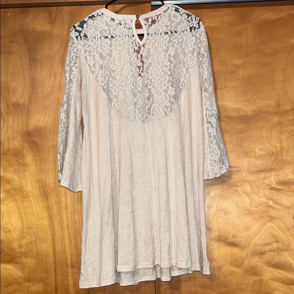 Umgee Cream Lace Overlay Dress - Picture 2 of 3